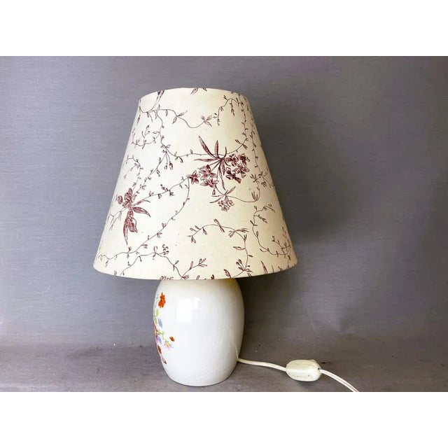 Portuguese Farmhouse Ceramic Floral Table Lamp, 1970s For Sale - Image 4 of 10