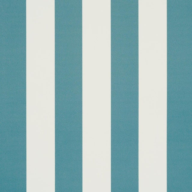 Schumacher Emma Stripe Wallpaper In Azure For Sale