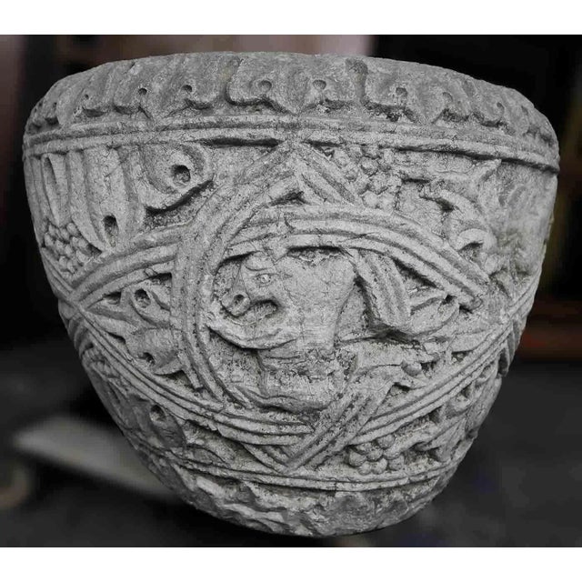 Antique Italian Relief Carved Istrian Marble Planter For Sale - Image 10 of 12