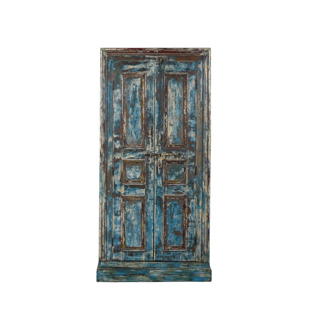 2020s Armoire Constructed From Antique Indian Painted Teakwood Doors and Elements For Sale - Image 5 of 7