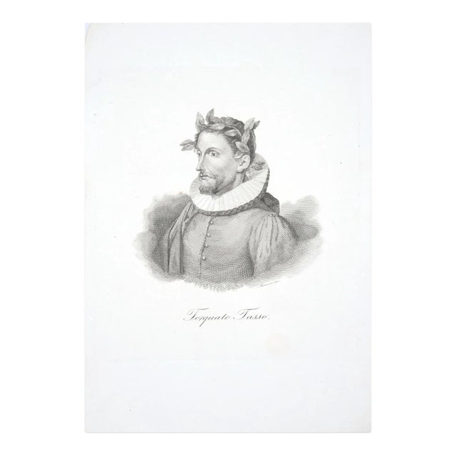 Torquato Tasso - Black and White Etching by G. Marcucci - Mid 19th Century Mi 19th Century For Sale