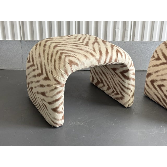 Vintage Upholstered Waterfall Ottomans/ Stools - A Pair For Sale - Image 12 of 12