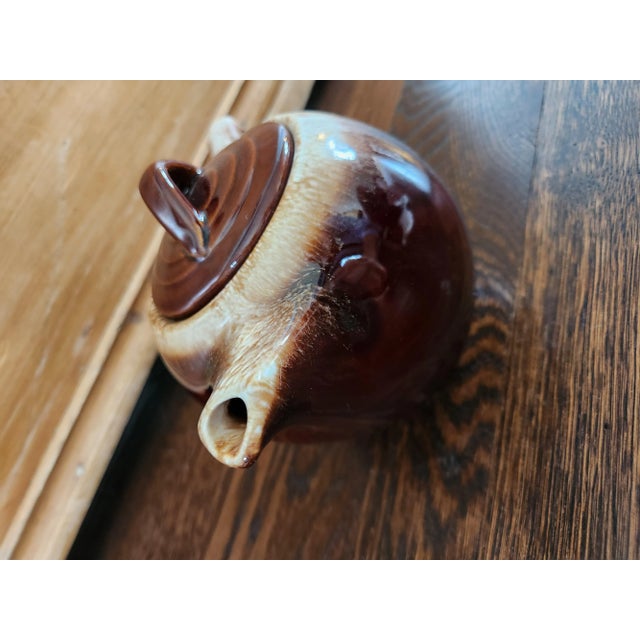 Mid Century 1970s Vintage McCoy Pottery Brown Drip Tea Pot For Sale - Image 4 of 11