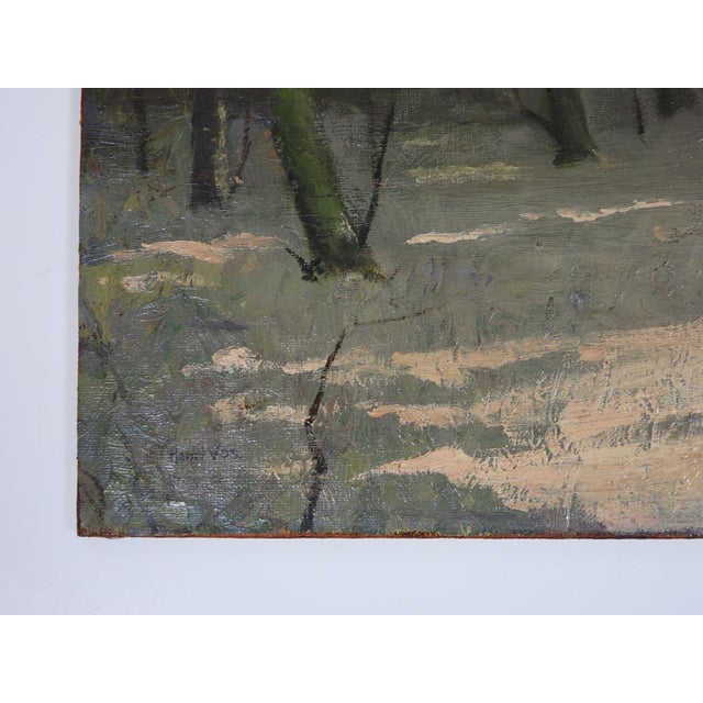Early 20th Century Early 20th Century Snowy Winter Forest at Sunset Painting For Sale - Image 5 of 8