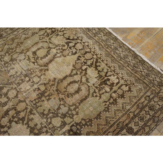 1920s 1920s Brown Medallion Antique Persian Malayer Carpet 5'1" X 6'1" Knotted Wool Rug For Sale - Image 5 of 9
