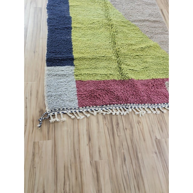 2020s Contemporary Multicolor Color Block Wool Moroccan Rug For Sale - Image 5 of 11