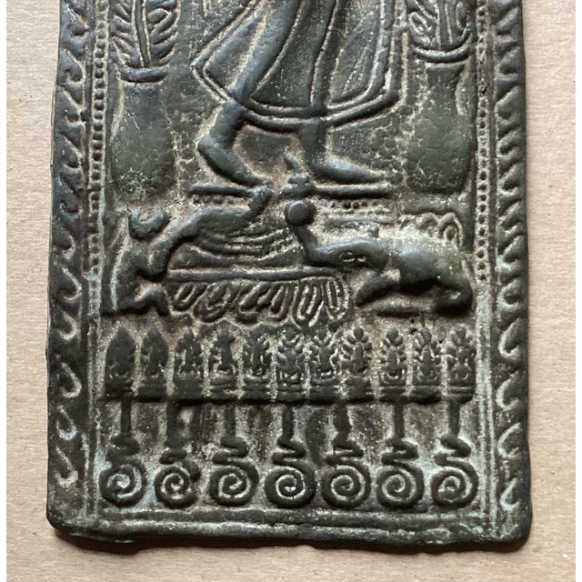 Antique Sukhothai Style Thai Buddhist Metal Votive Plaque Amulet For Sale - Image 4 of 8