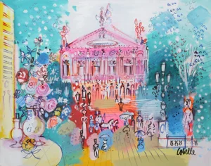 Palais Garnier Plaza III, Charles Cobelle Acrylic on Canvas Painting
