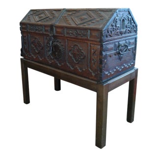 Antique Spanish Trunk on Stand For Sale