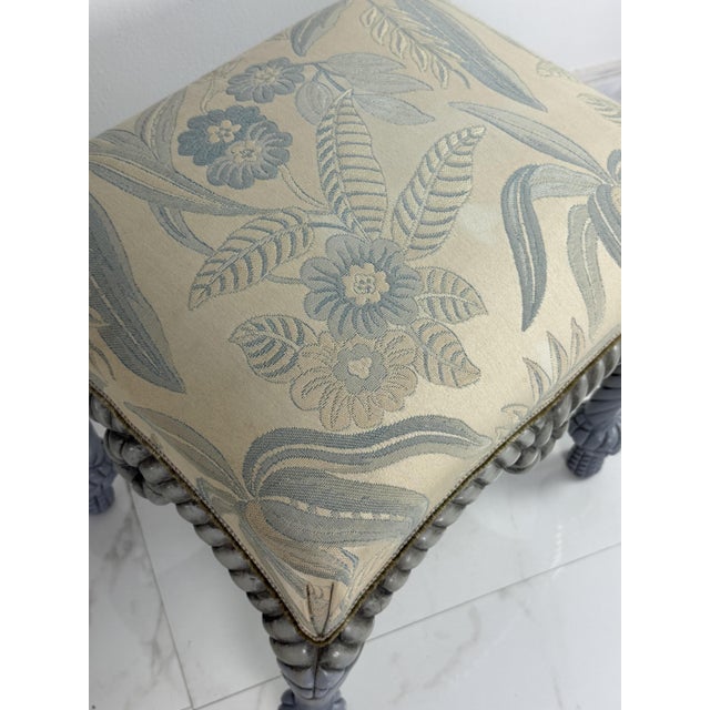 Gray French Country Style Pouf with Rope Details, 1970 For Sale - Image 8 of 14