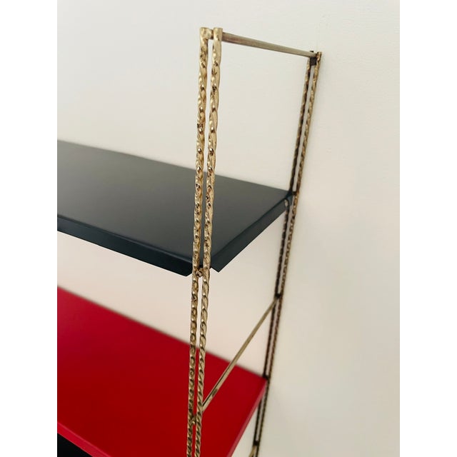 Metal Mid-Century Modern Adjustable Brass and Metal Wall-Mounted Shelf, 1960s For Sale - Image 7 of 18
