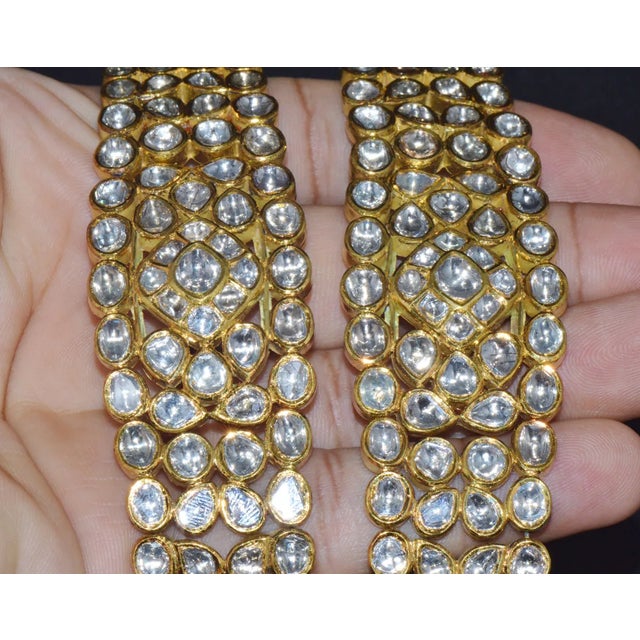 Estate 22K Solid Gold Natural Diamond Enamel Bangles Bracelets For Sale - Image 4 of 10