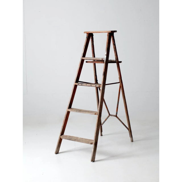Vintage Rustic Painted Wooden Ladder For Sale - Image 12 of 12