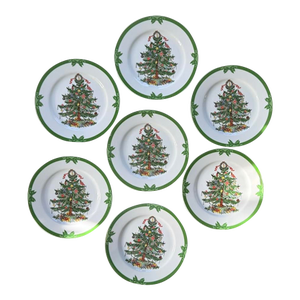 MCM Georges Briard Yule Tide 10.25” Dinner Plates Vintage Christmas Tree Plates - Set of 7