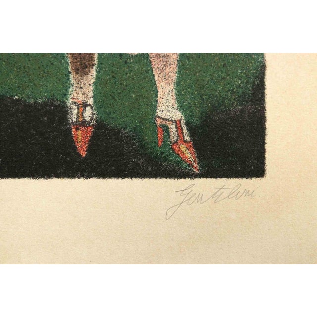 Modern Franco Gentilini, Figures, Lithograph, 1970s For Sale - Image 3 of 5