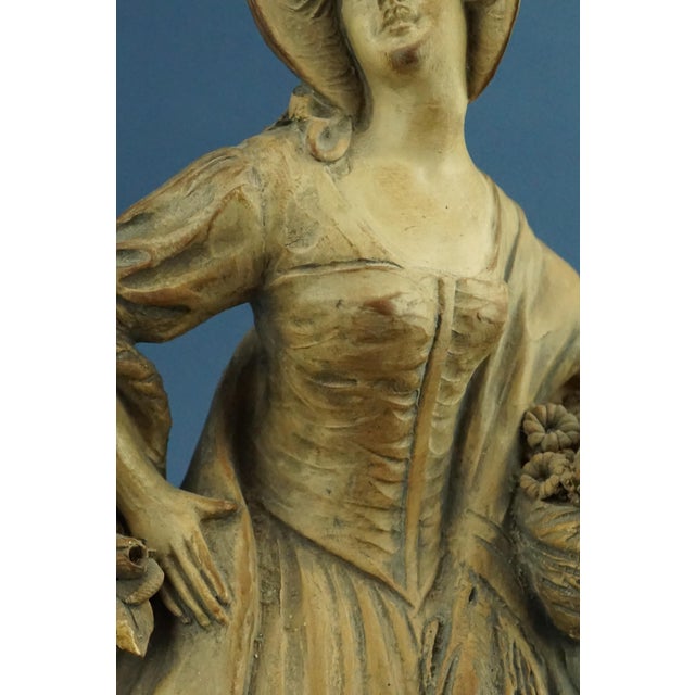 20th Century Terracotta Sculpture of Lady in 18th Century Clothes with a Basket of Flowers by G. Launeck, Austria, Early 1900s For Sale - Image 16 of 18