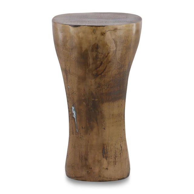 Metal Modern Brass Bronzed Finish Hole Side Table For Sale - Image 7 of 8