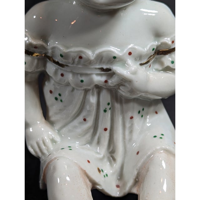 Antique Victorian Bisque Porcelain Piano Sitting Baby, German Backstamp For Sale - Image 4 of 7