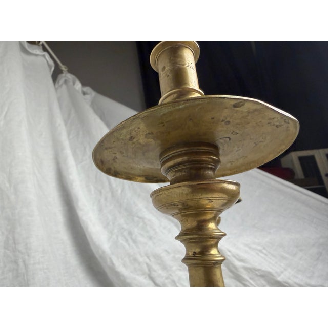 Pair of 19th Century Spanish Baroque Style Brass Candlesticks - 14.5" H For Sale - Image 9 of 12