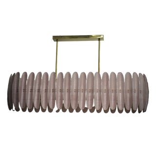 Mid-Century Murano Pink Art Glass Rectangular Chandelier and Pendant For Sale
