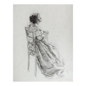 Late 19th Century Seated Woman Portrait Drawing