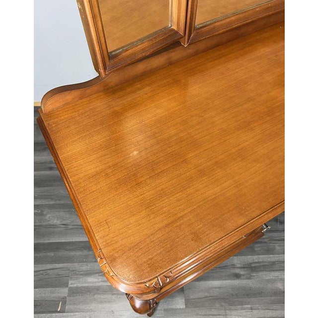 Vintage French Louis Style Oak Dressing Table with Mirror For Sale - Image 5 of 15