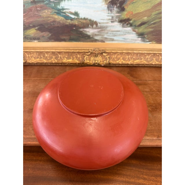 Metal Signed Vintage Hand-Painted Norwegian Rosemaling Style Bowl - Scandinavian Folk Art, Toleware Decorative Style, Red & Green Floral Design For Sale - Image 7 of 7