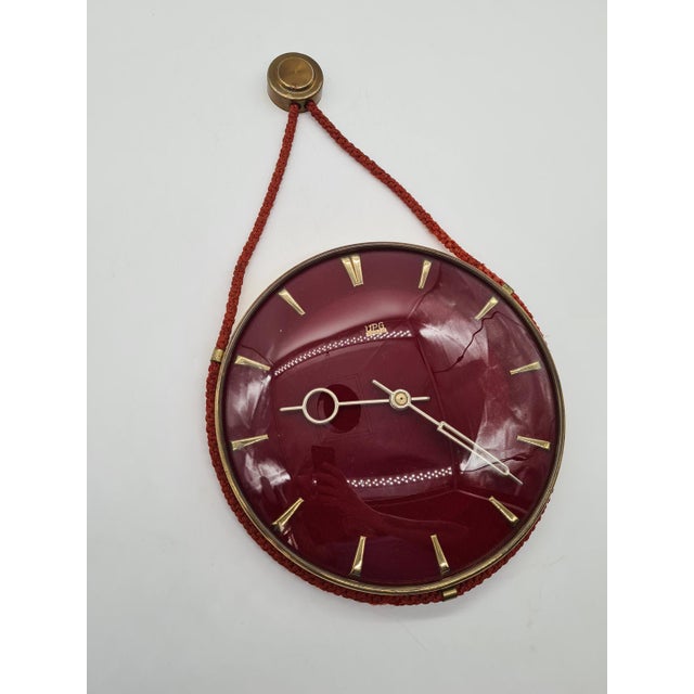 Glass Ruby-Colored Wall Clock from UPG Halle, East Germany, 1960s-1970s For Sale - Image 7 of 13