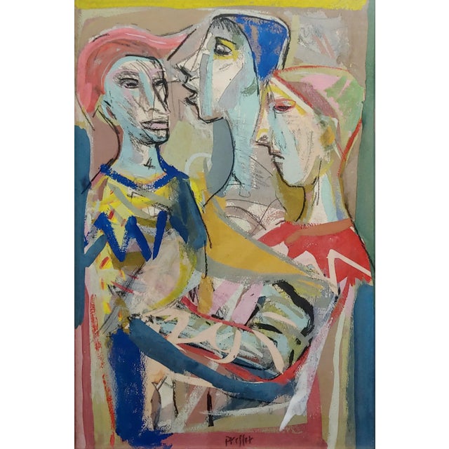 Josef Presser -Portrait of 3 Figures -Painting For Sale - Image 4 of 10