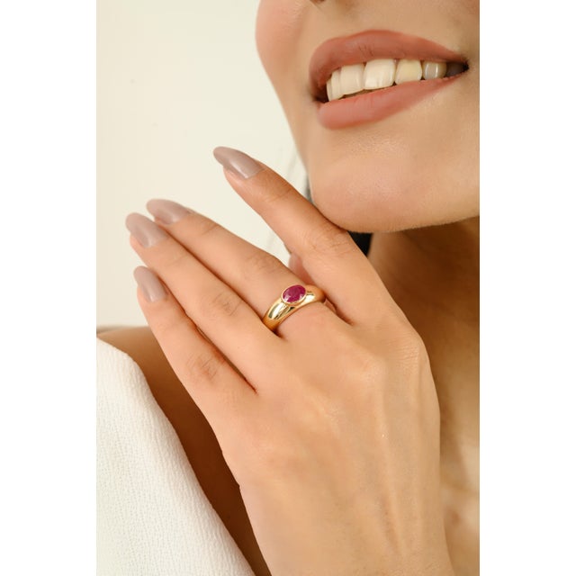 Boho Chic Style Ruby Cocktail Ring Size 5 in 14k Solid Gold For Sale In New York - Image 6 of 11