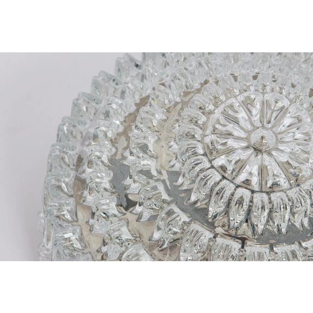 Large German Round Textured Glass Flushmount from Limburg, 1970s For Sale - Image 4 of 9