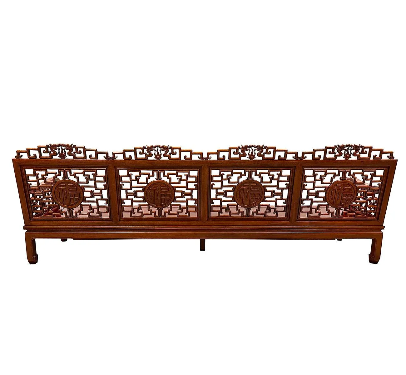 Mid 20th Century Chinese Carved Rosewood Long Bench, Sofa | Chairish
