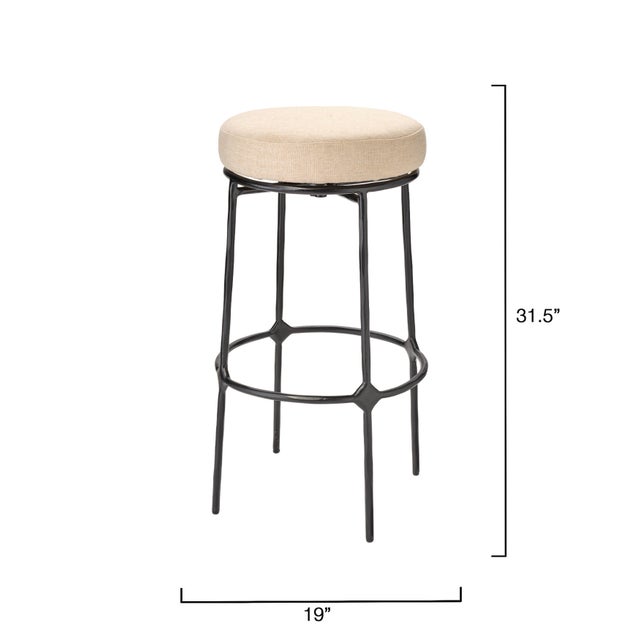 With its hand-forged iron base and softly upholstered seat, this stool brings timeless elegance and comfort to any kitchen...