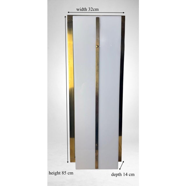 Late 20th Century Romeo Rega Style Large Italian Brass and Opaline Plexiglass Wall Sconces - a Pair For Sale - Image 18 of 18