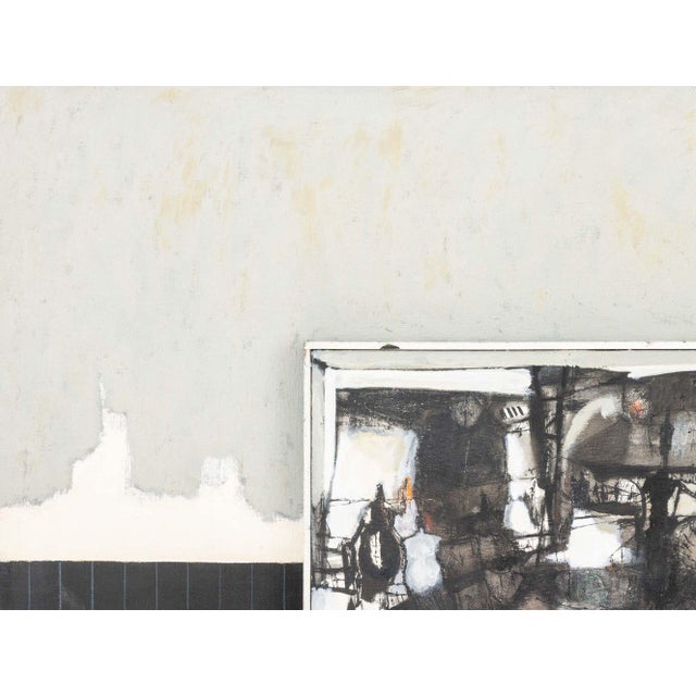 Agudelo (XX), Abstract Composition, Mixed Media Assemblage on Canvas, circa 1960, unsigned, wood framed oil on canvas to...