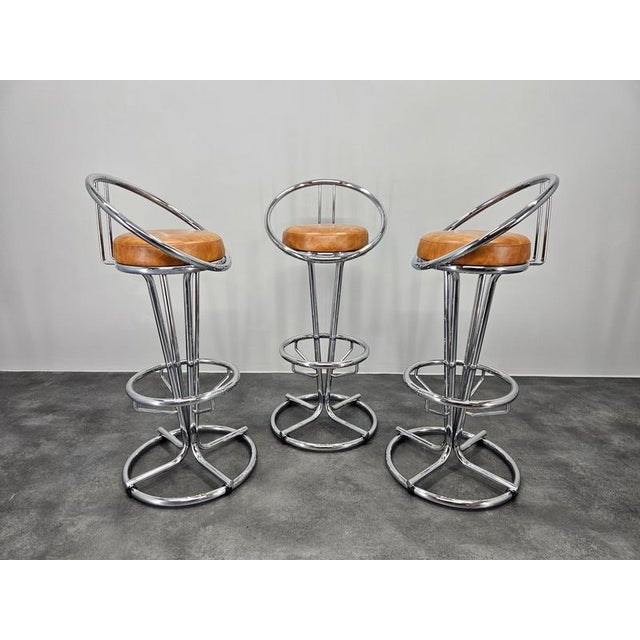 Vintage Space Age Italian Bar Stools, 1970, Set of 3 For Sale - Image 6 of 14
