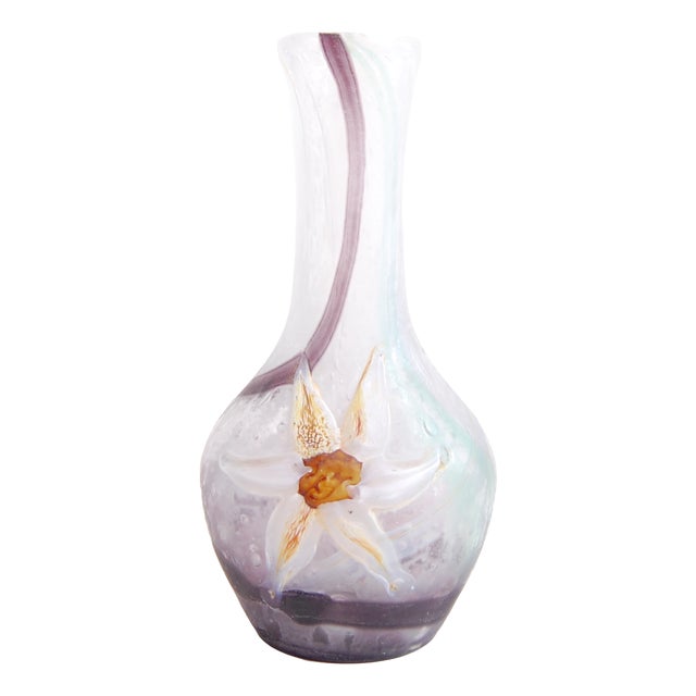 Vase with Acid-Etched Daffodil by Emille Galle For Sale