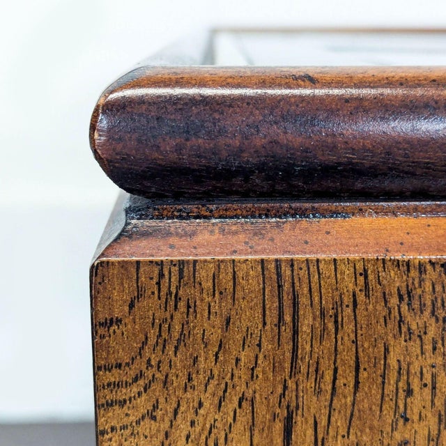 1990s Vintage Wood and Glass End Table With Brass Inlay For Sale - Image 5 of 7