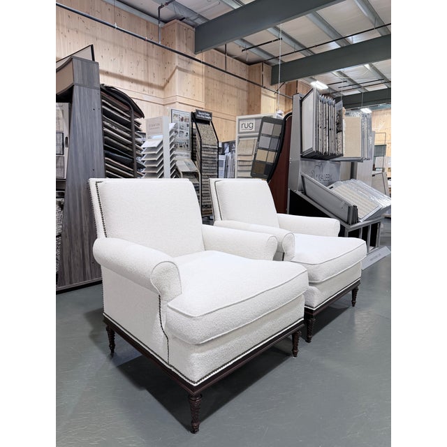 A sophisticated pair of Lillian August Shelley lounge chairs showcasing timeless tailoring and exceptional comfort....