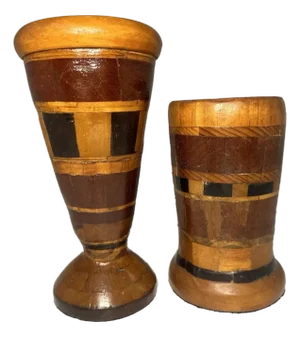 Folk Art Parquetry Vases: 20th Century American Pair