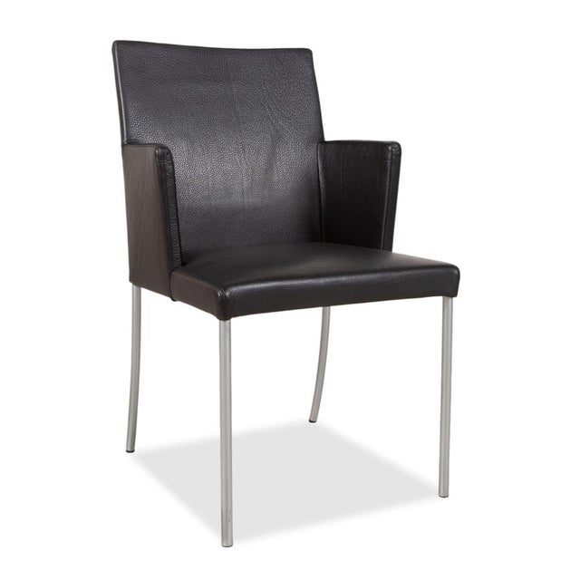 Modern Jason Chair Set in Leather Black from Walter Knoll / Wilhelm Knoll, Set of 3 For Sale - Image 3 of 16
