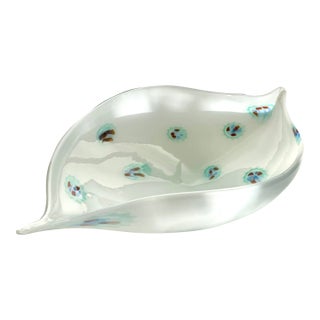 Venini White Mille Fiori Murano Glass Bowl Italy 1950s Mid-Century Modern For Sale
