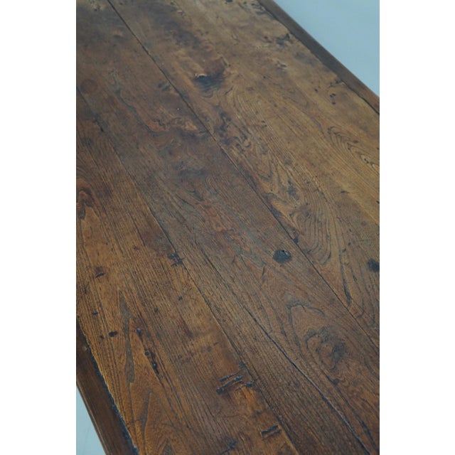 20th Century French Rustic Elm Farmhouse Dining Table, 1920s For Sale - Image 17 of 18