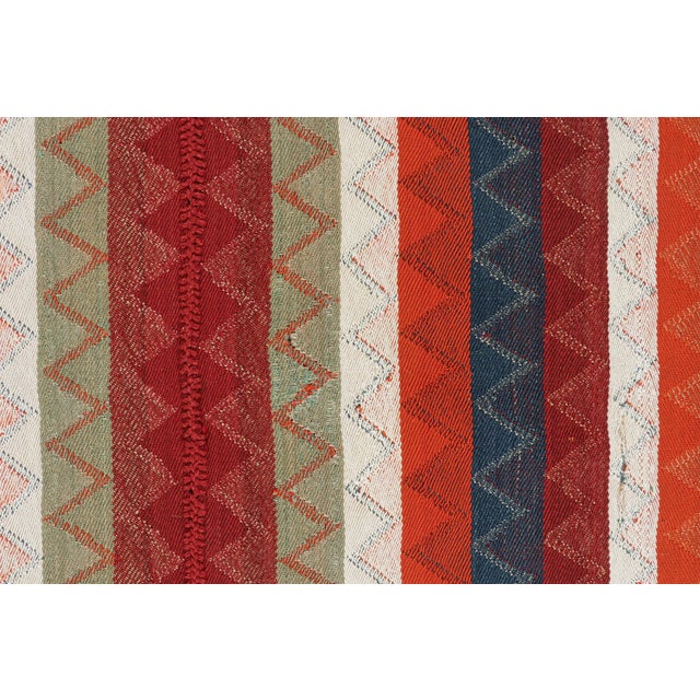 1950s Vintage Persian Kilim in Red With Plaid Multicolor Stripes by Rug & Kilim For Sale In New York - Image 6 of 8