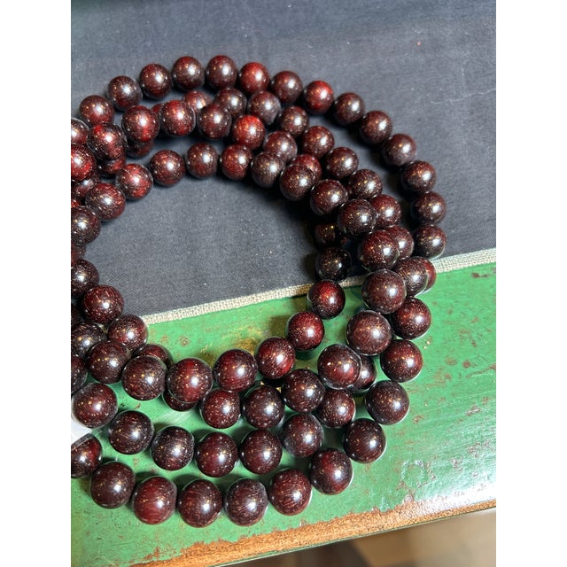 Wood Long Oriental Brown Wood Beads Hand Rosary Praying Chain For Sale - Image 7 of 7