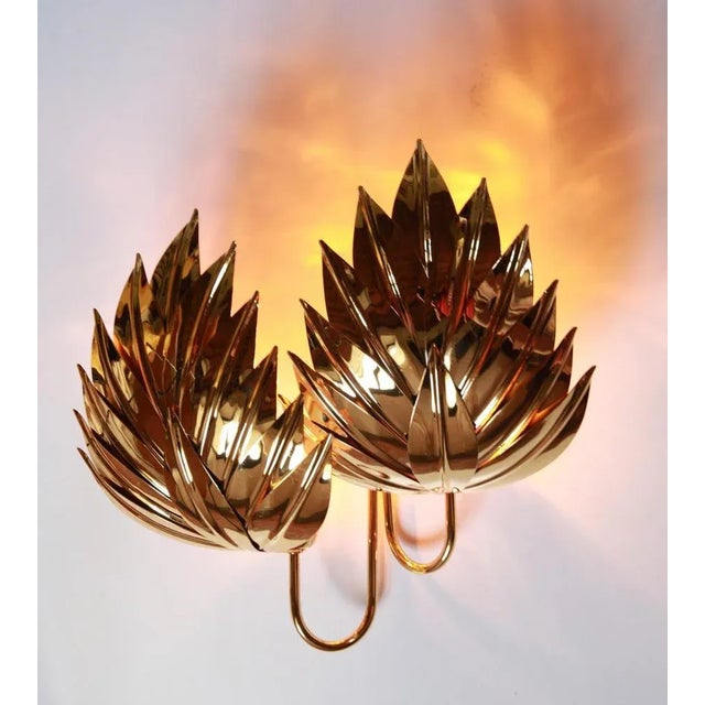 Large Gilt Brass Palm Wall Lamp from Maison Jansen, 1970s For Sale - Image 14 of 18