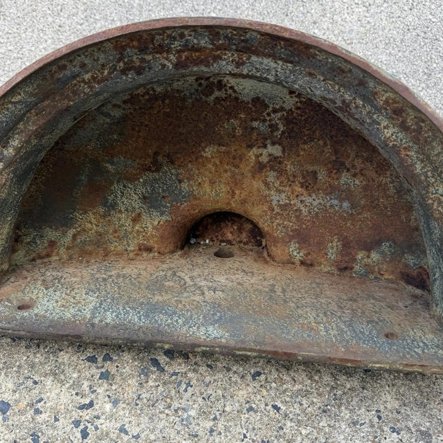 Metal Late 20th Century Neoclassical Cast Iron Half Round Wall Fountain Bowl Lavabo Garden Planter Pot For Sale - Image 7 of 13