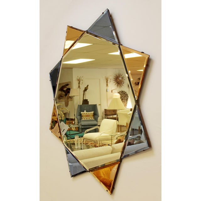 Vintage Art Deco Large Tone Diamond Star Shaped Wall Mirror Chairish