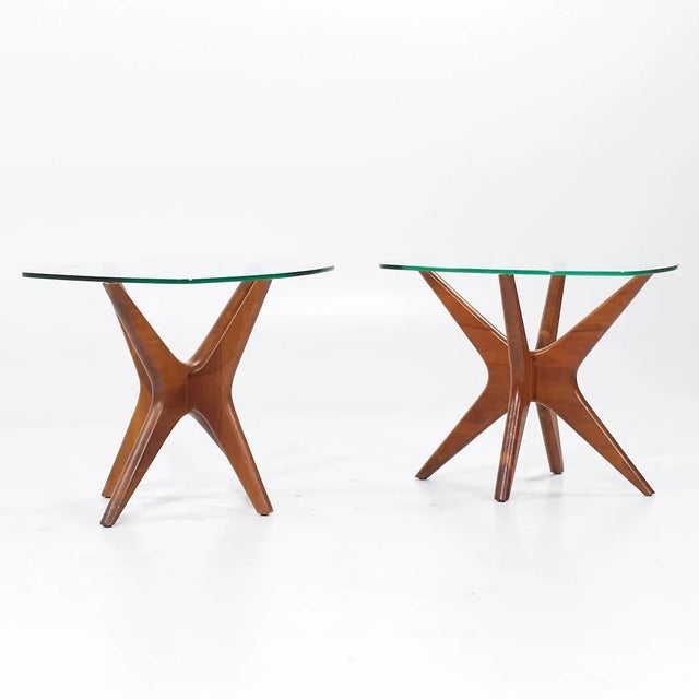Adrian Pearsall Mid Century Walnut Jacks Side Tables - Pair Each side table measures: 20 wide x 24 deep x 19.25 inches...