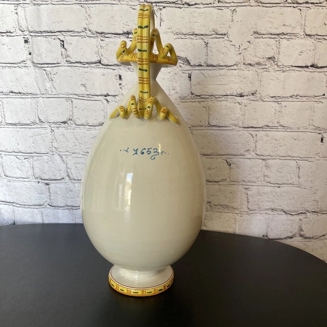 Neoclassical Vintage Majolica Neo Renissance Angelic Pottery Vase/Decanter Beautiful Piece Rare! For Sale - Image 3 of 14
